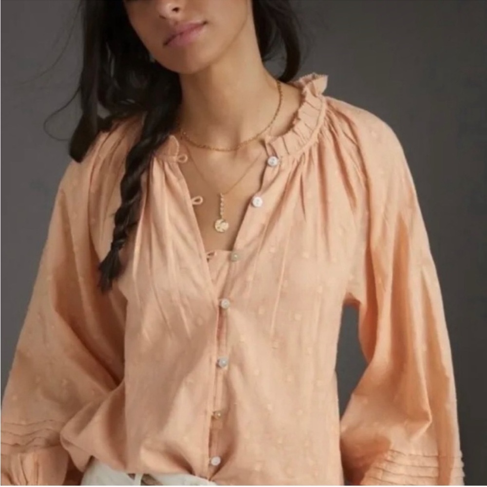 Cleobella Antonia Peasant Button-Up Blouse, size XS